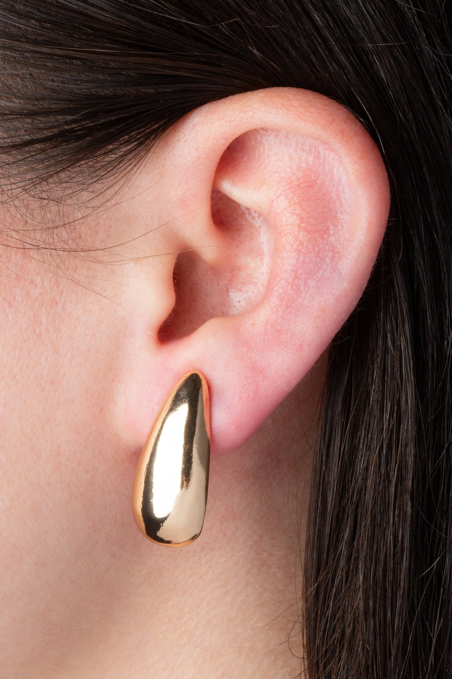 Gold Teardrop Clip On Stud Earrings