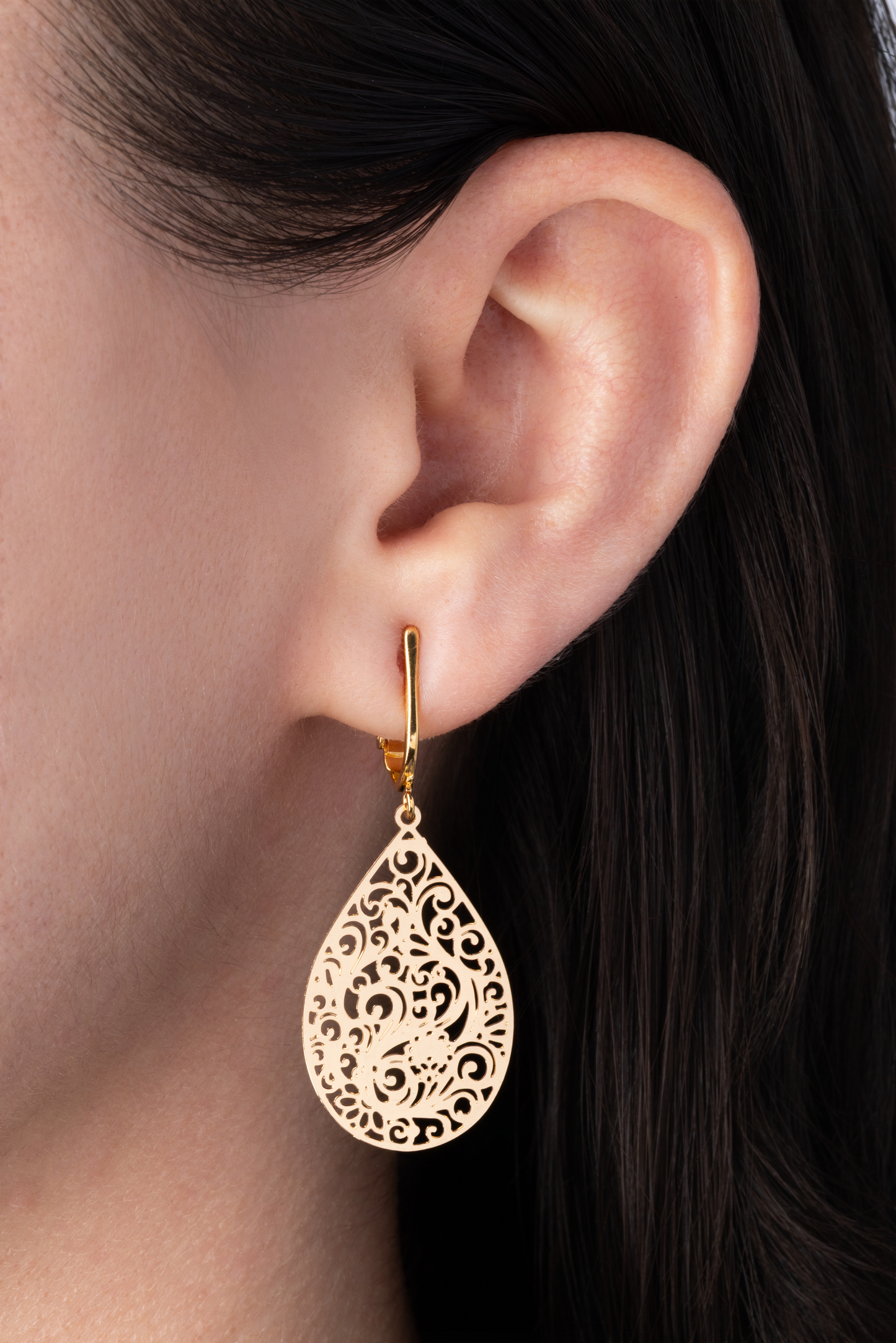 Small Filigree Clip On Dangling Earrings