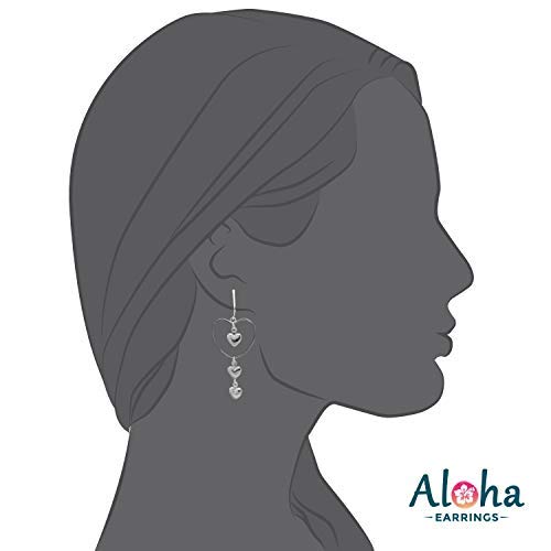 Silver Heart Dangle Clip On Earrings For Women, They Look Pierced, Don't Pinch & Won't Fall Off, Hypoallergenic & Lightweight