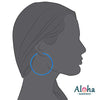 Blue Clip On Hoop Earrings - Brass Spring Hoops for Non-Pierced Ears