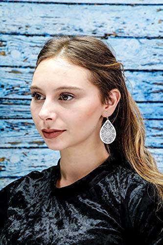 Large Filigree Clip On Earrings for Women - Non Pierced Dangling Fashion Jewelry