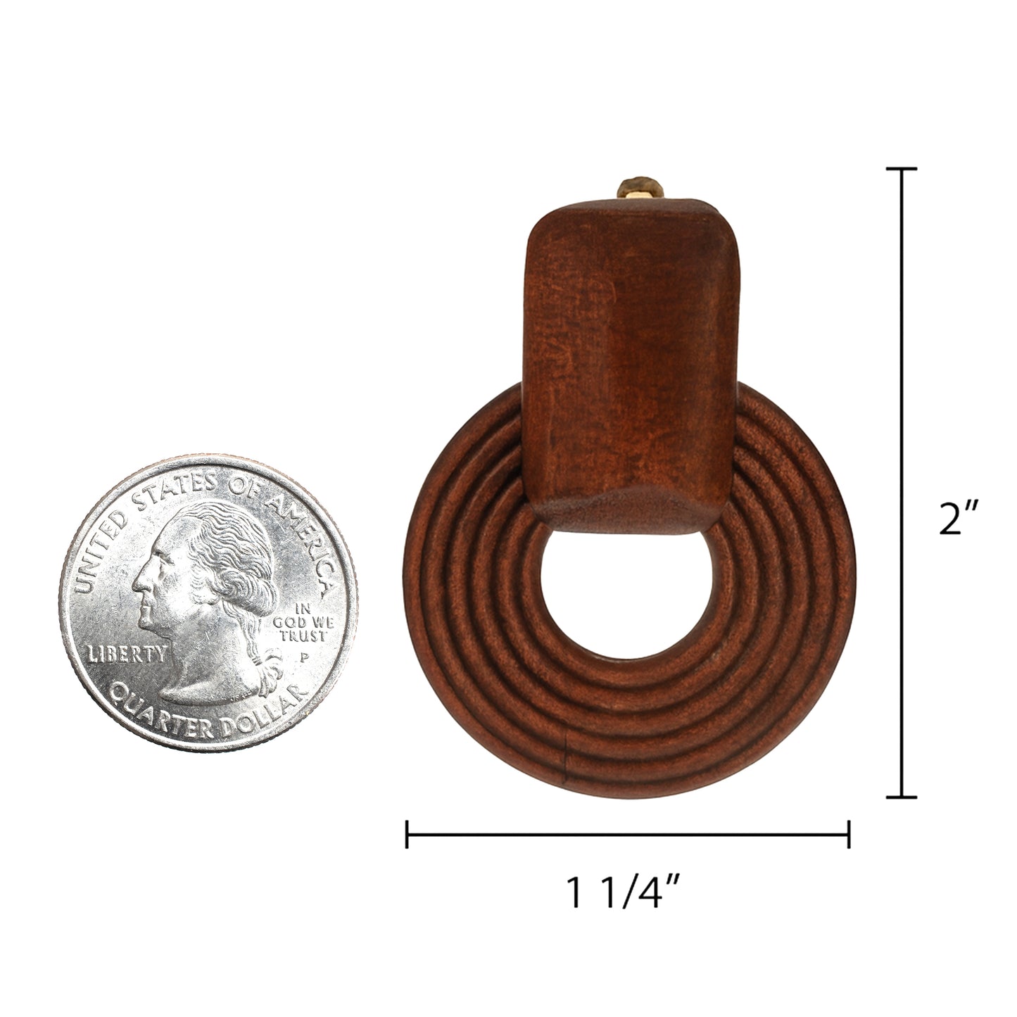 Wooden Circle Screw Back Clip On Statement Earrings