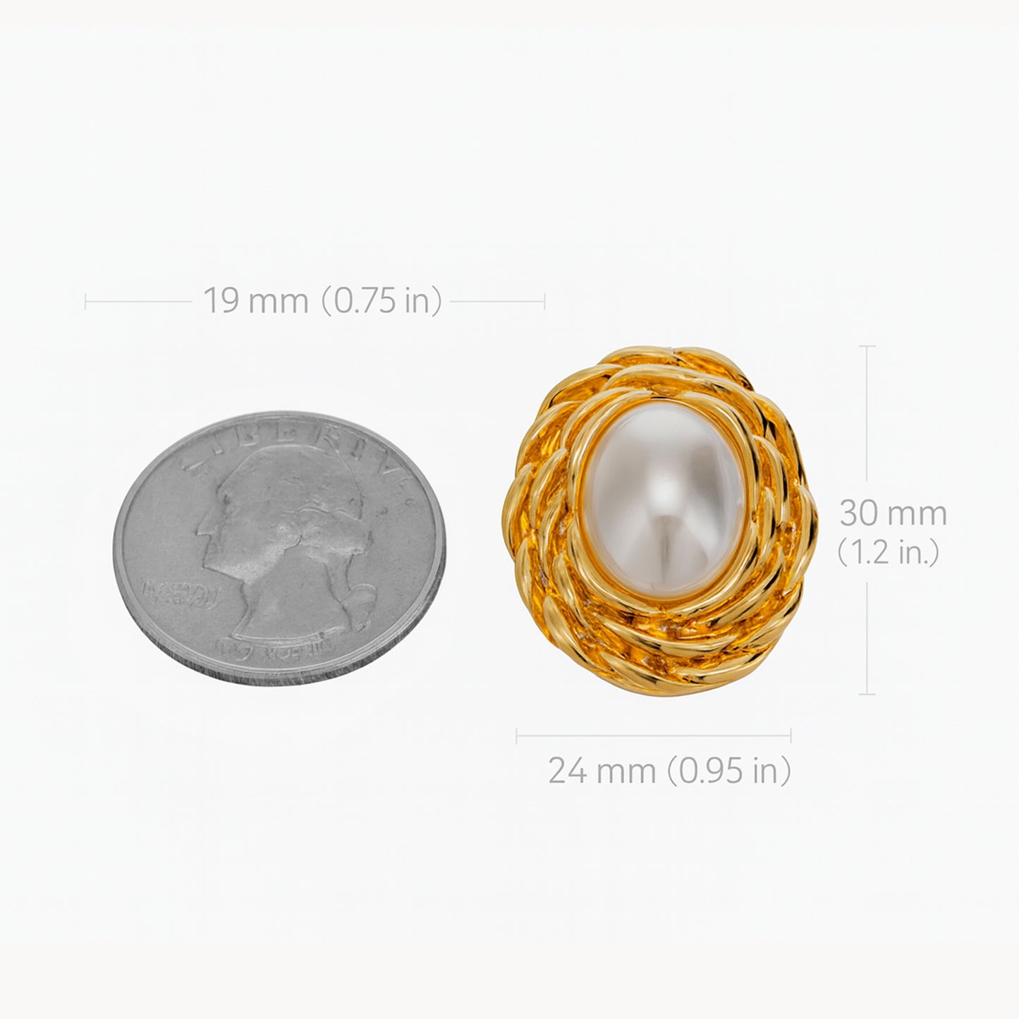 Vintage-Inspired Oval Simulated Pearl Clip On Stud Earrings
