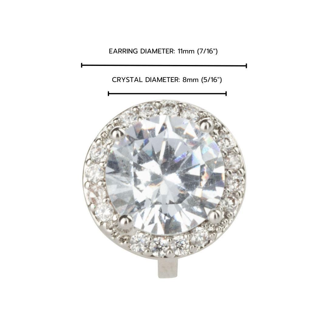 Round Halo Crystal Clip On Stud Earrings