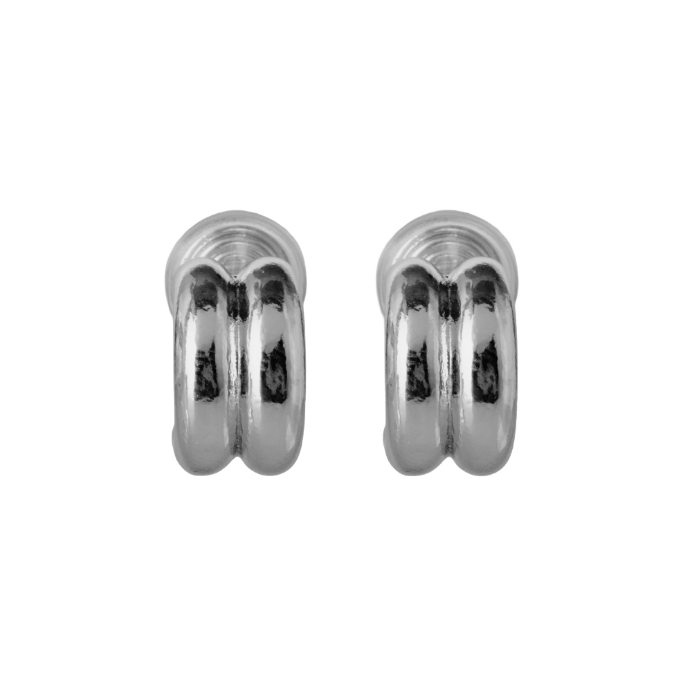 Silver Mosquito Coil Clip On Double Hoop Earrings