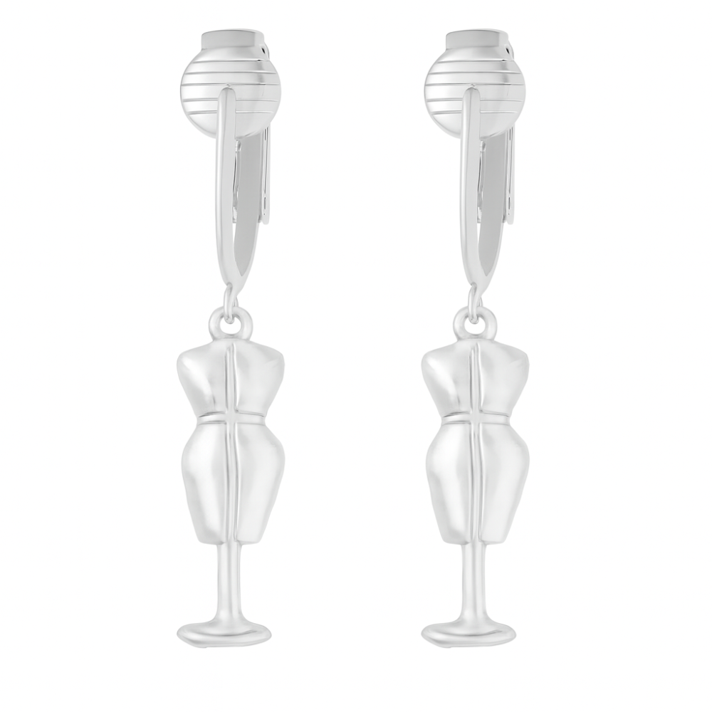 Silver Dress Forms Clip On Dangling Earrings