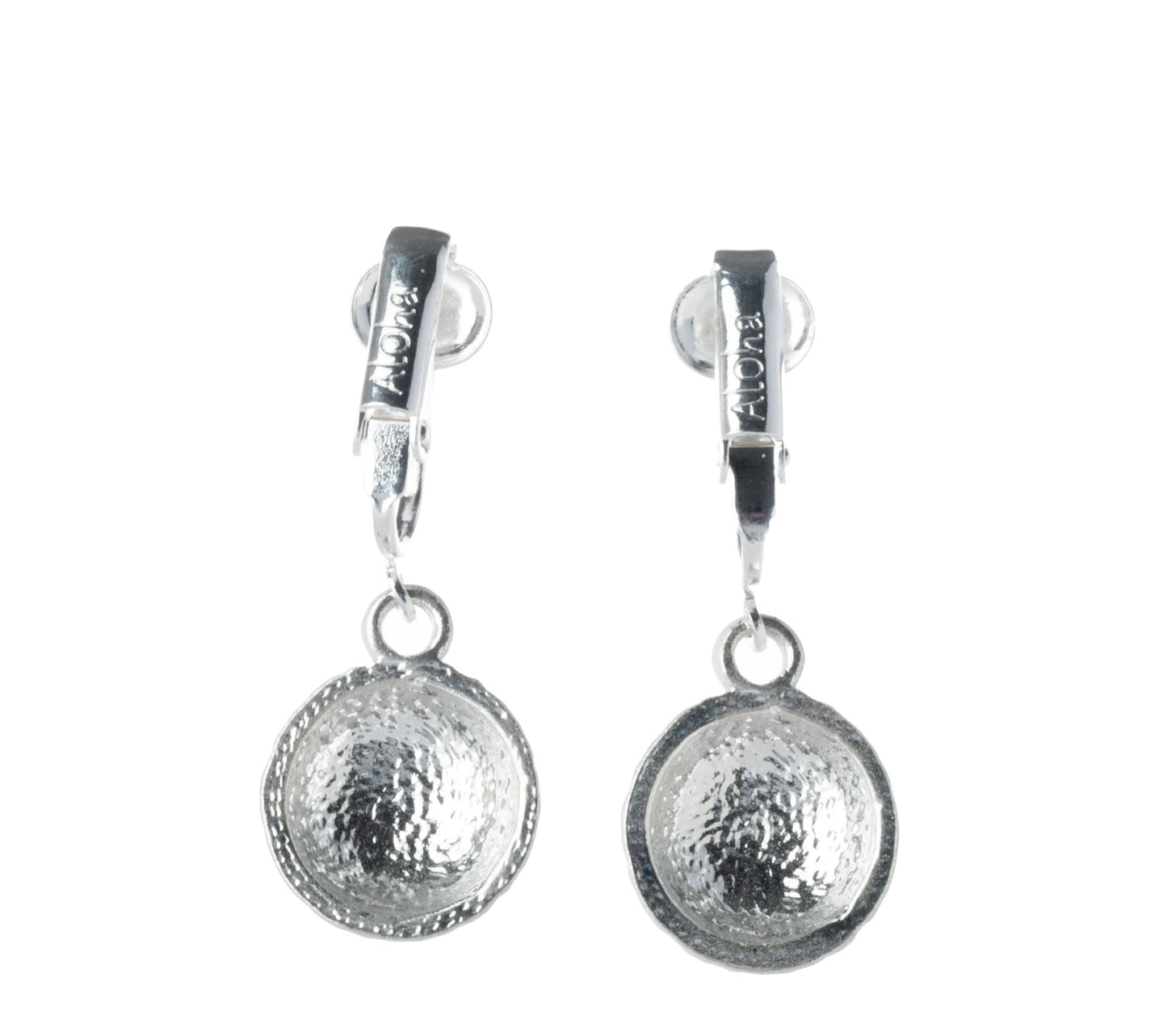 Silver Golf Ball Clip On Dangling Earrings