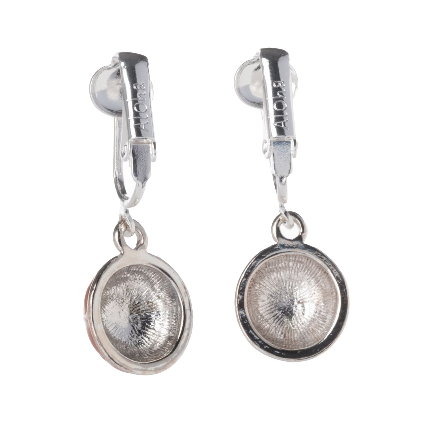 Basketball Silver Clip On Dangling Earrings