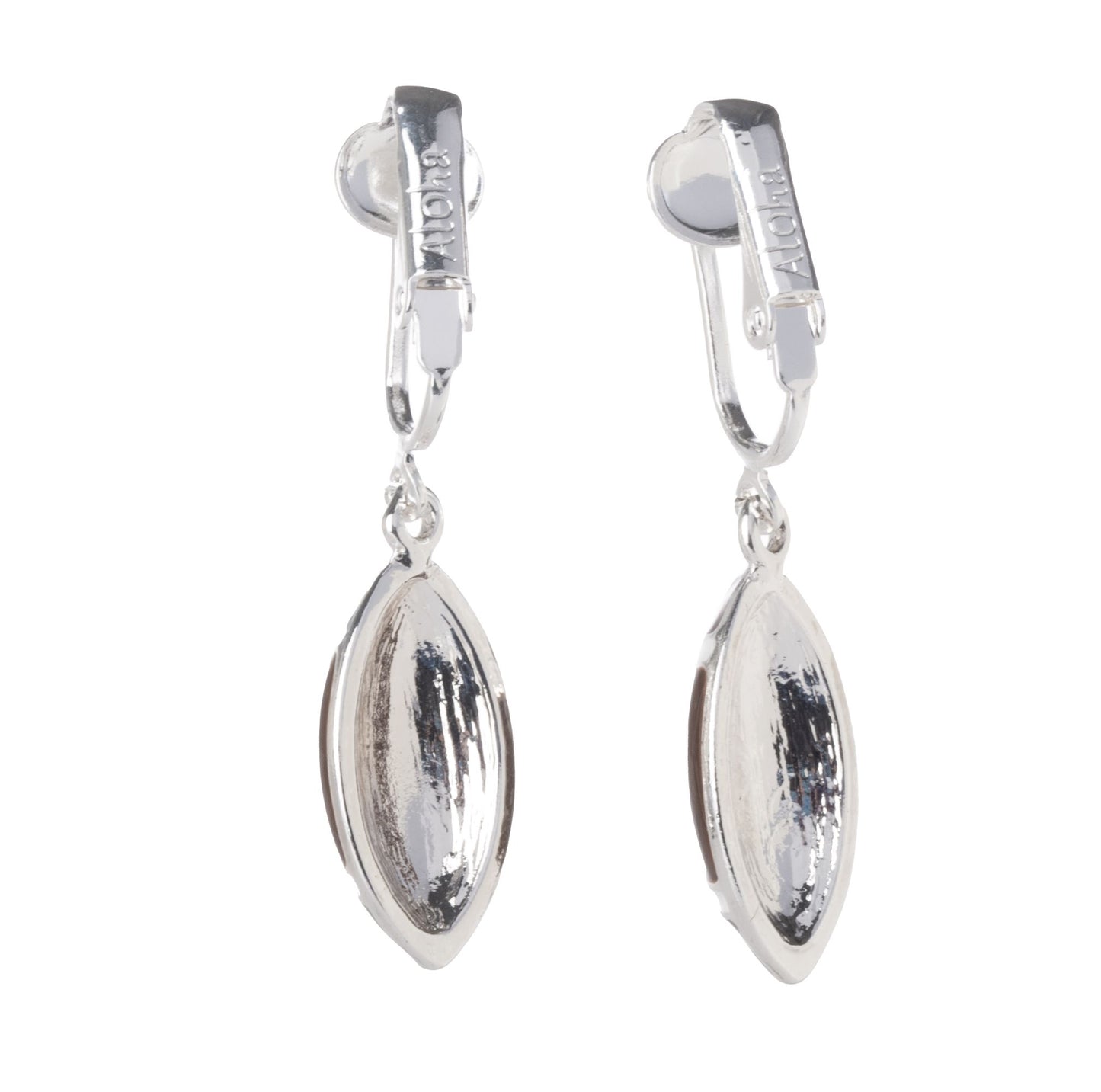 Football Silver Clip On Dangling Earrings