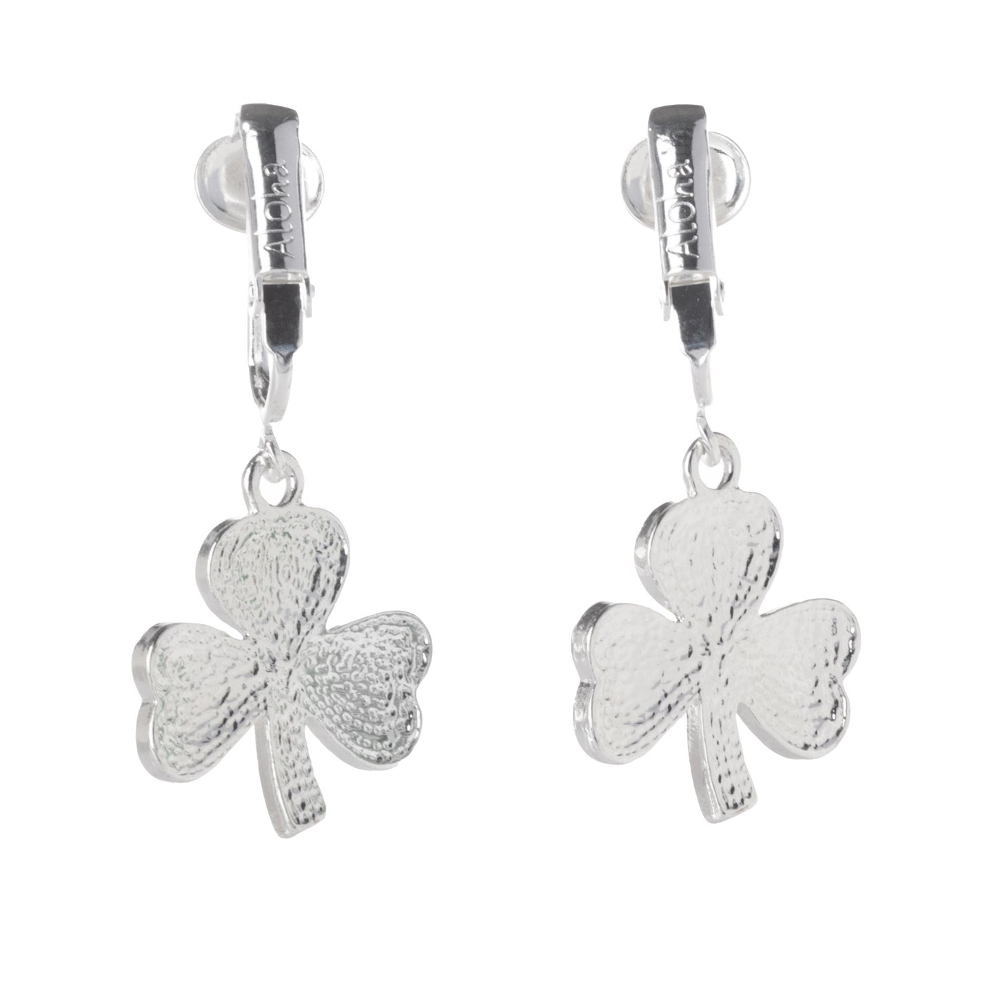 Green Irish Lucky Shamrock Clip On Dangling Earrings