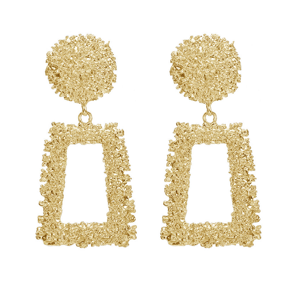 Gold Large Door Knocker Clip On Dangling Earrings