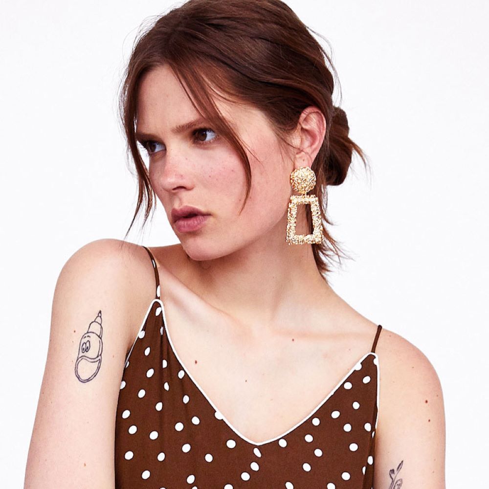 Gold Large Door Knocker Clip On Dangling Earrings