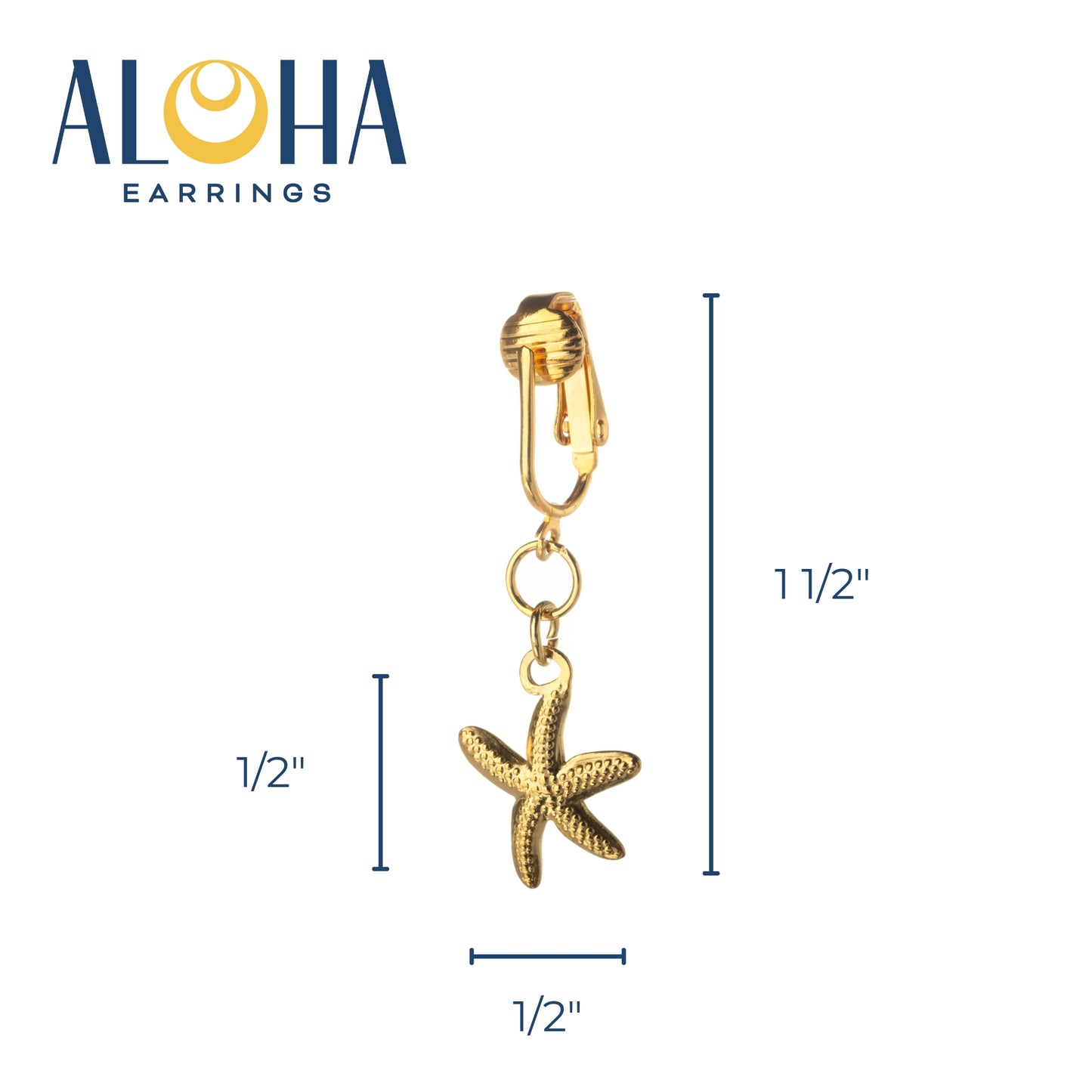 Gold Starfish Clip On Dangling Earrings