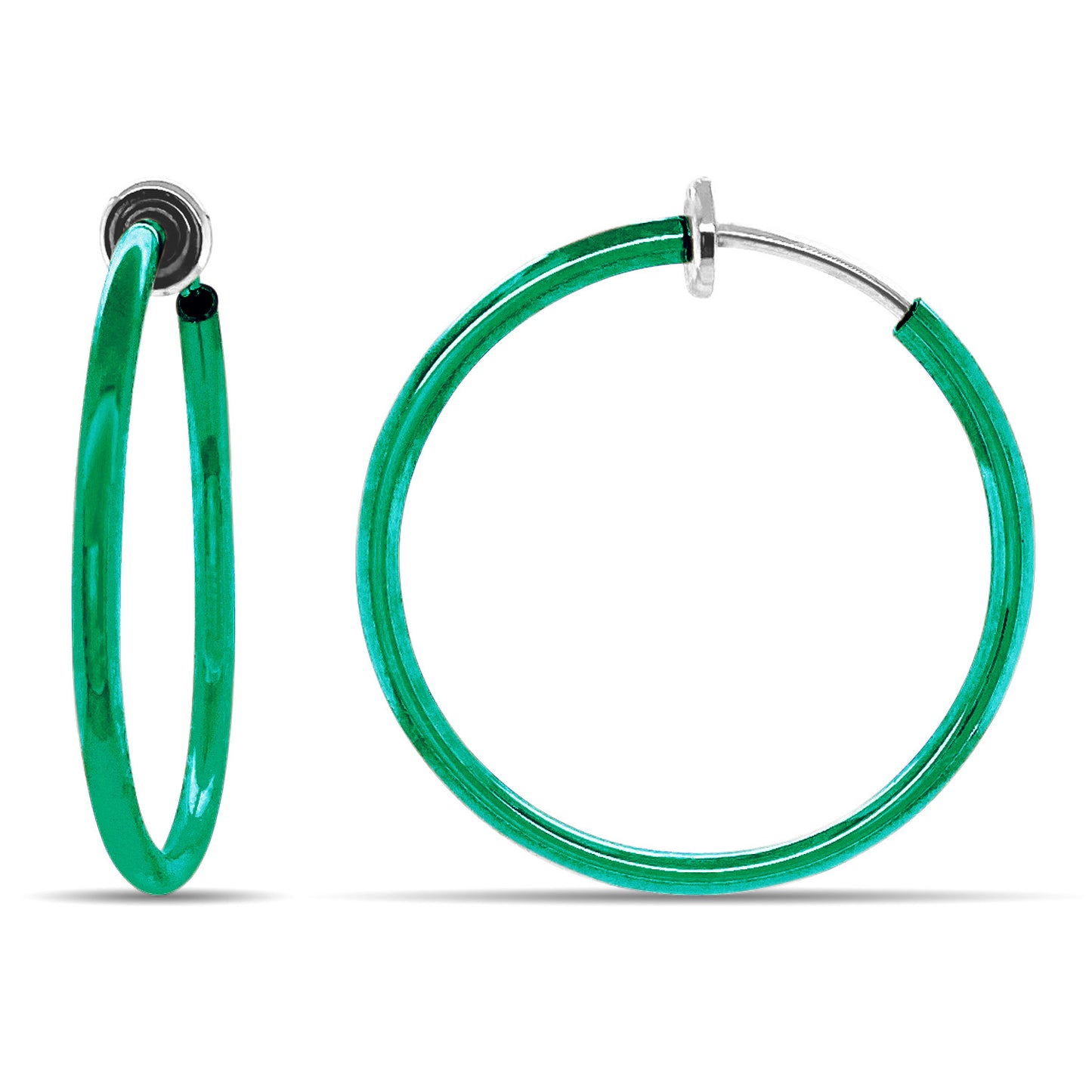 Green Spring Clip On Hoop Earrings