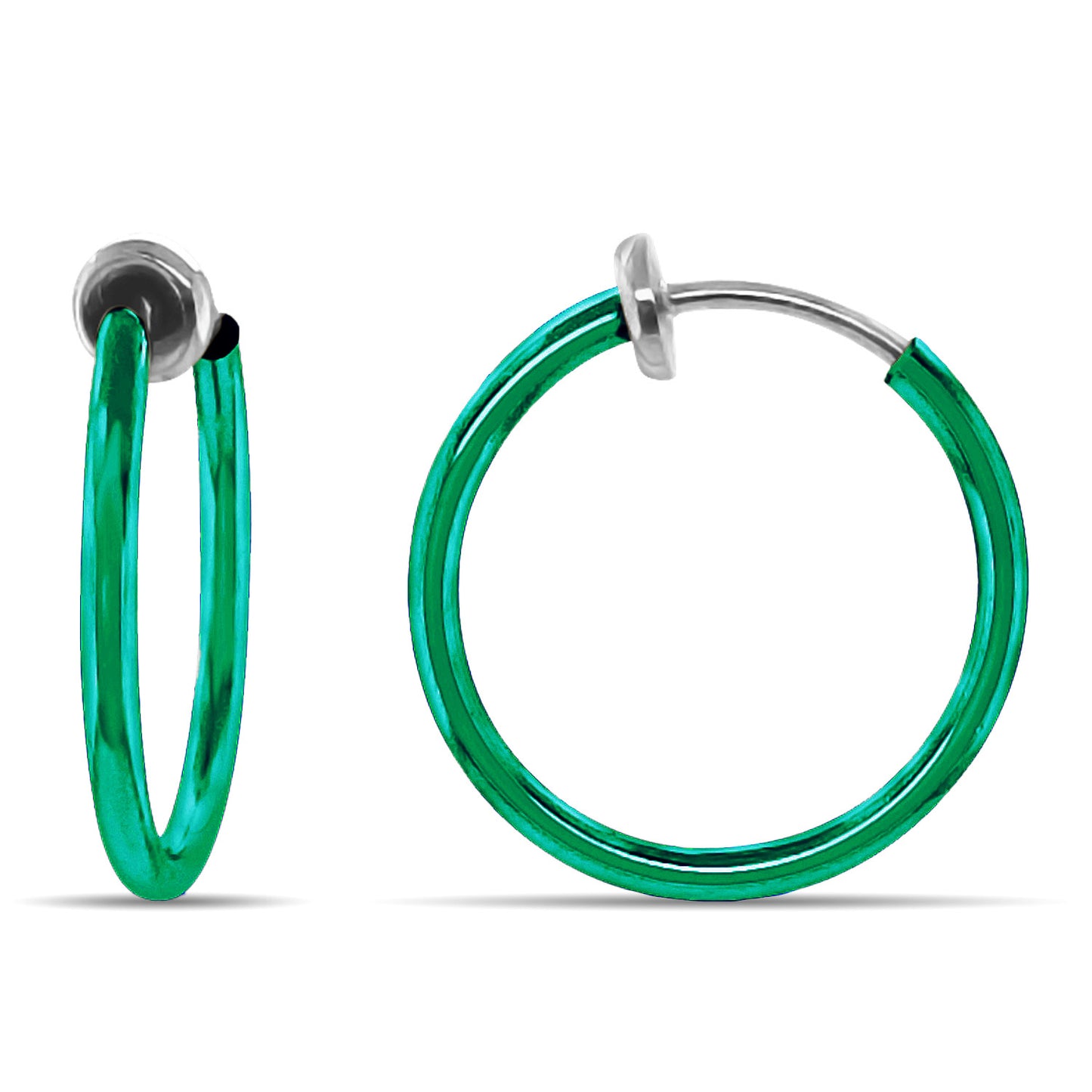 Green Spring Clip On Hoop Earrings