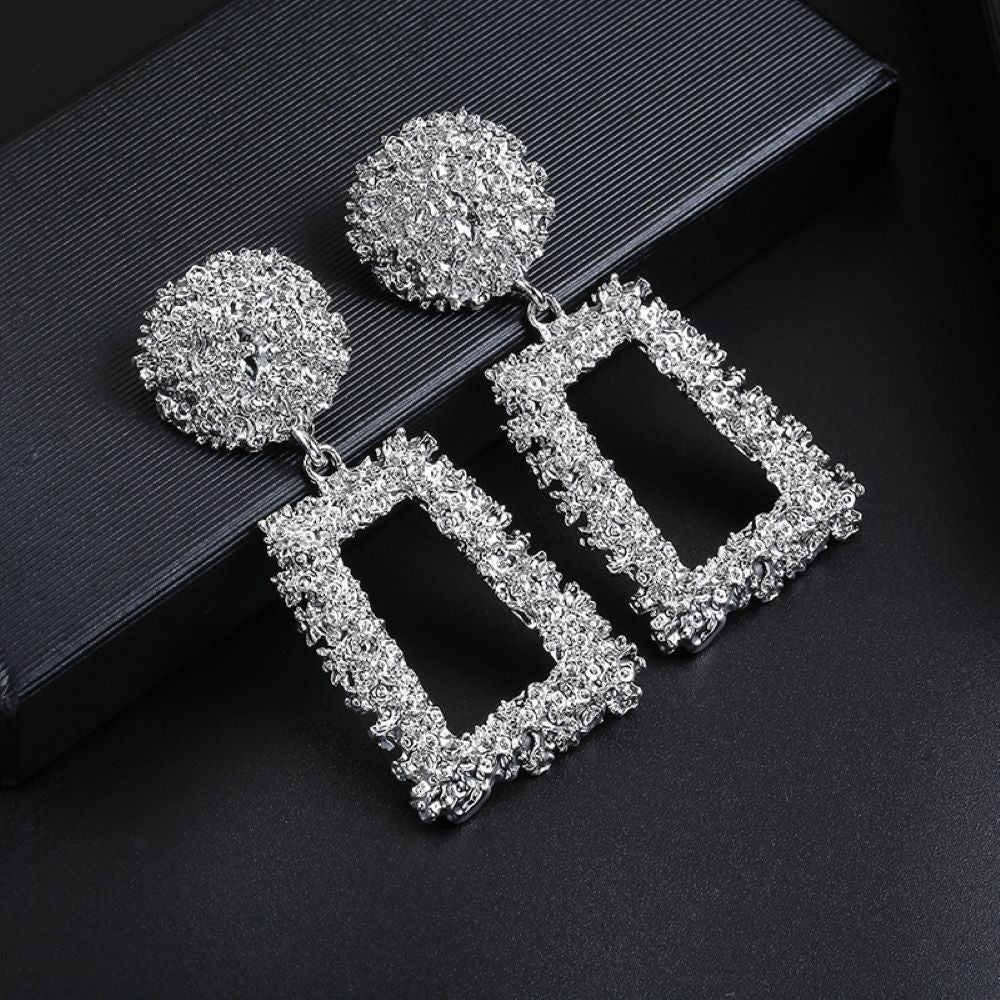 Silver Large Door Knocker Clip On Dangling Earrings