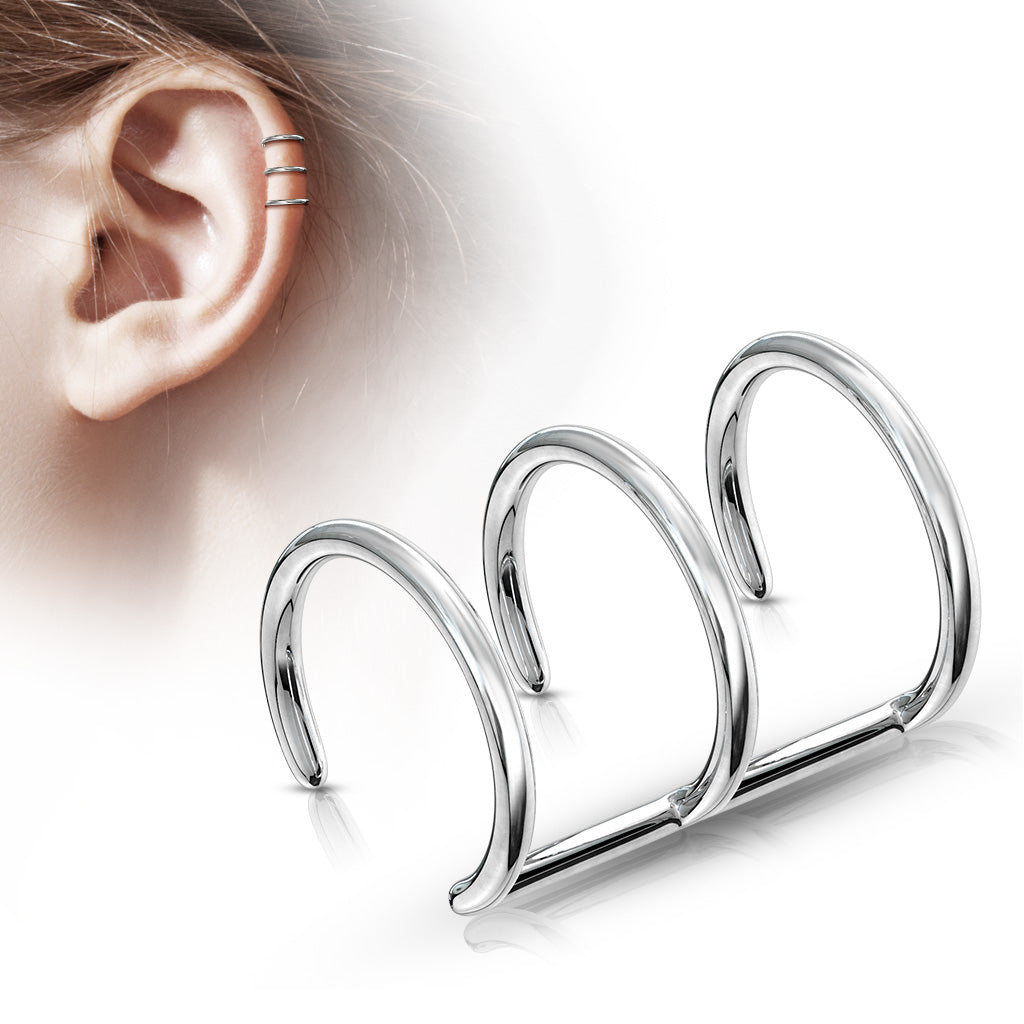 Triple Hoop Non-Piercing Cuff