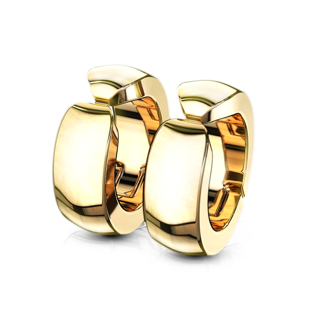 Domed Cuff Clip On Non-Piercing Huggie Hoop Earrings