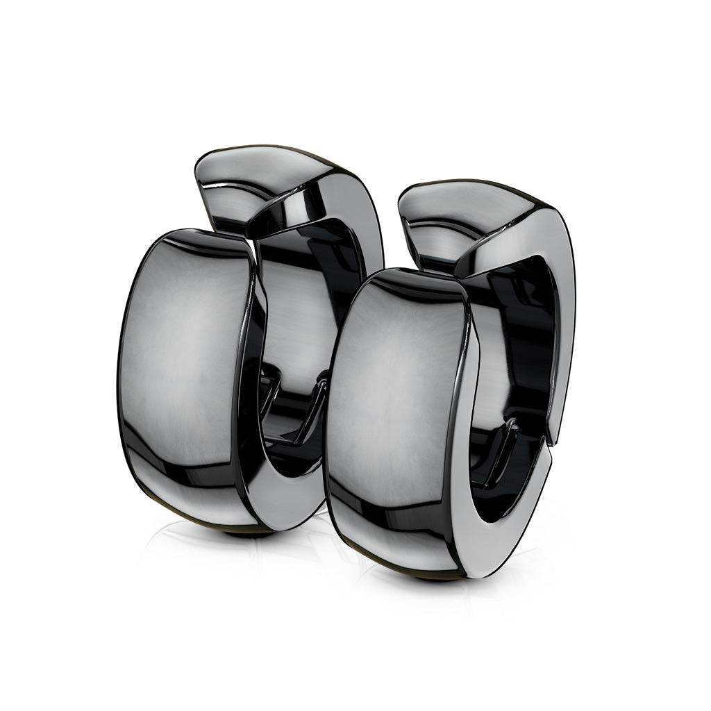 Domed Cuff Clip On Non-Piercing Huggie Hoop Earrings