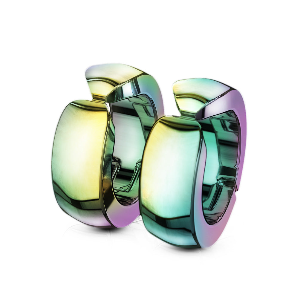 Domed Cuff Clip On Non-Piercing Huggie Hoop Earrings