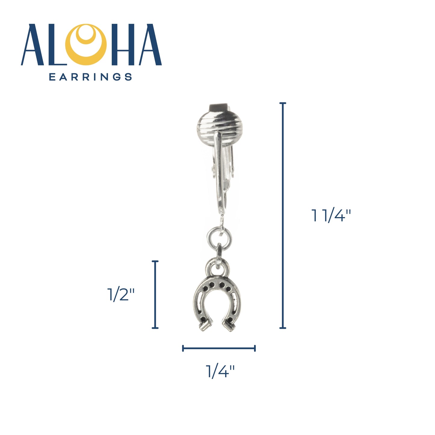 Silver Horseshoe Clip On Dangling Earrings