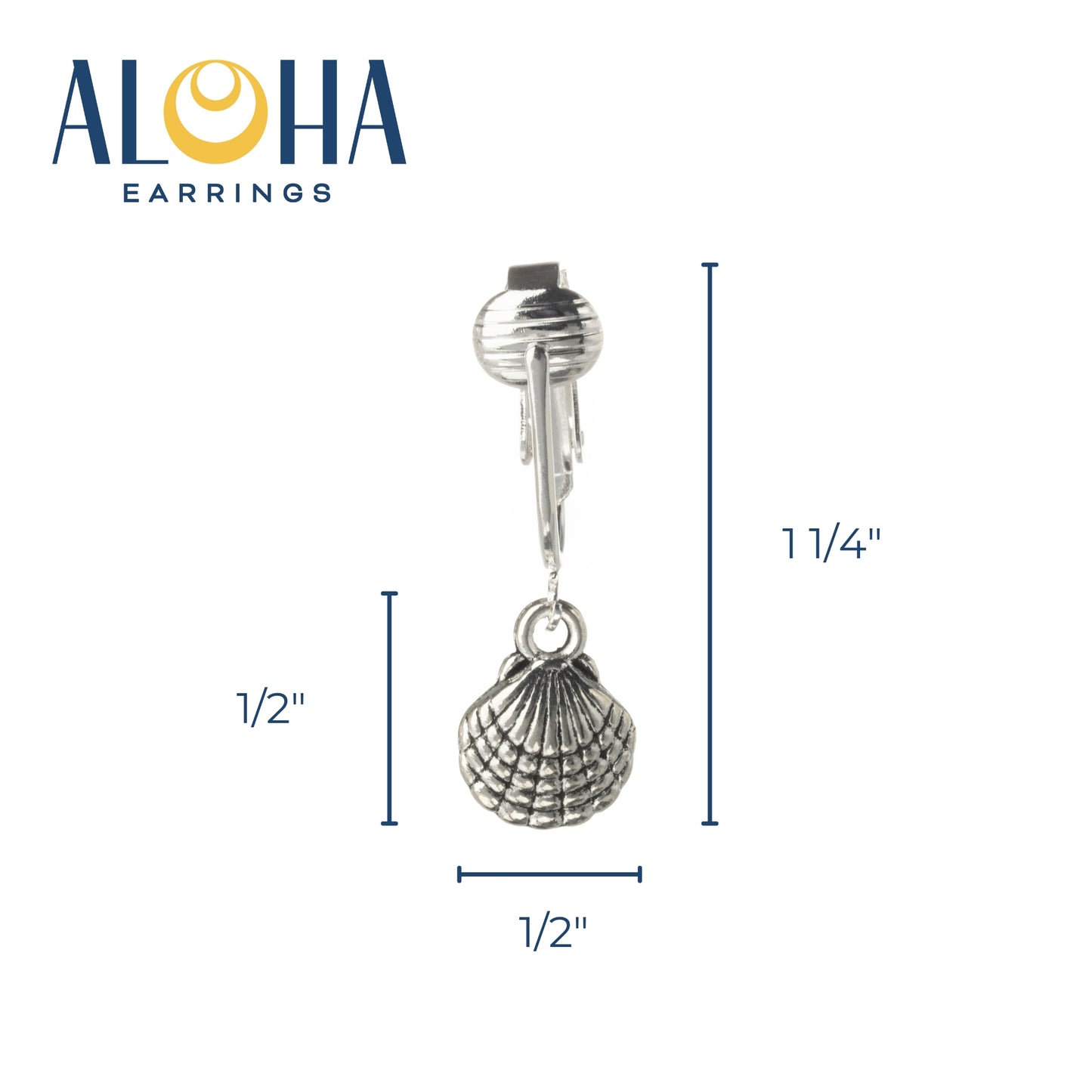 Silver Shell Clip On Dangling Earrings