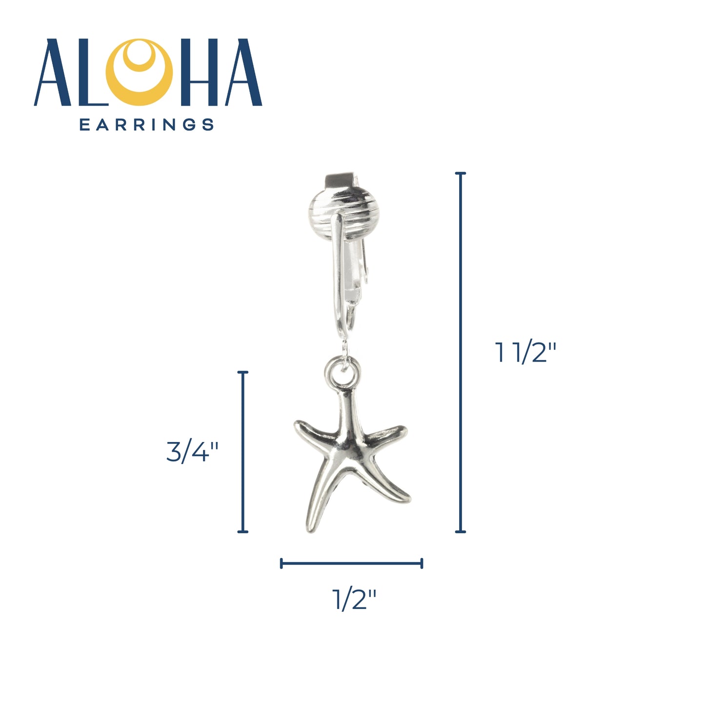 Silver Starfish Clip On Dangling Earrings