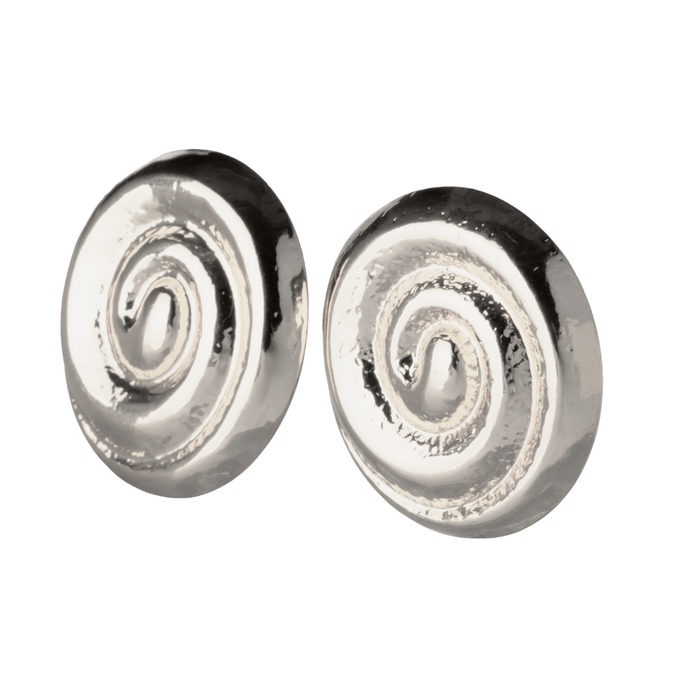 Silver Spiral Clip On Stud Earrings