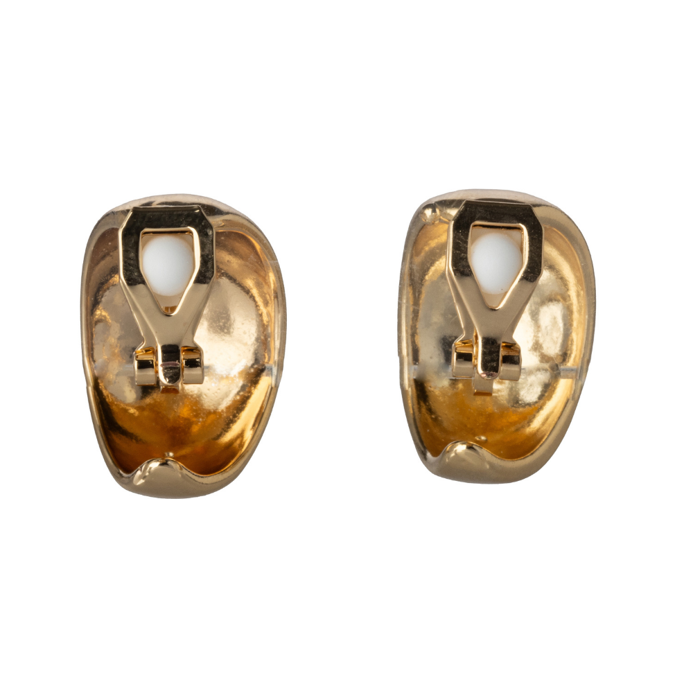 Gold Thick Polished Clip On Hoop Earrings