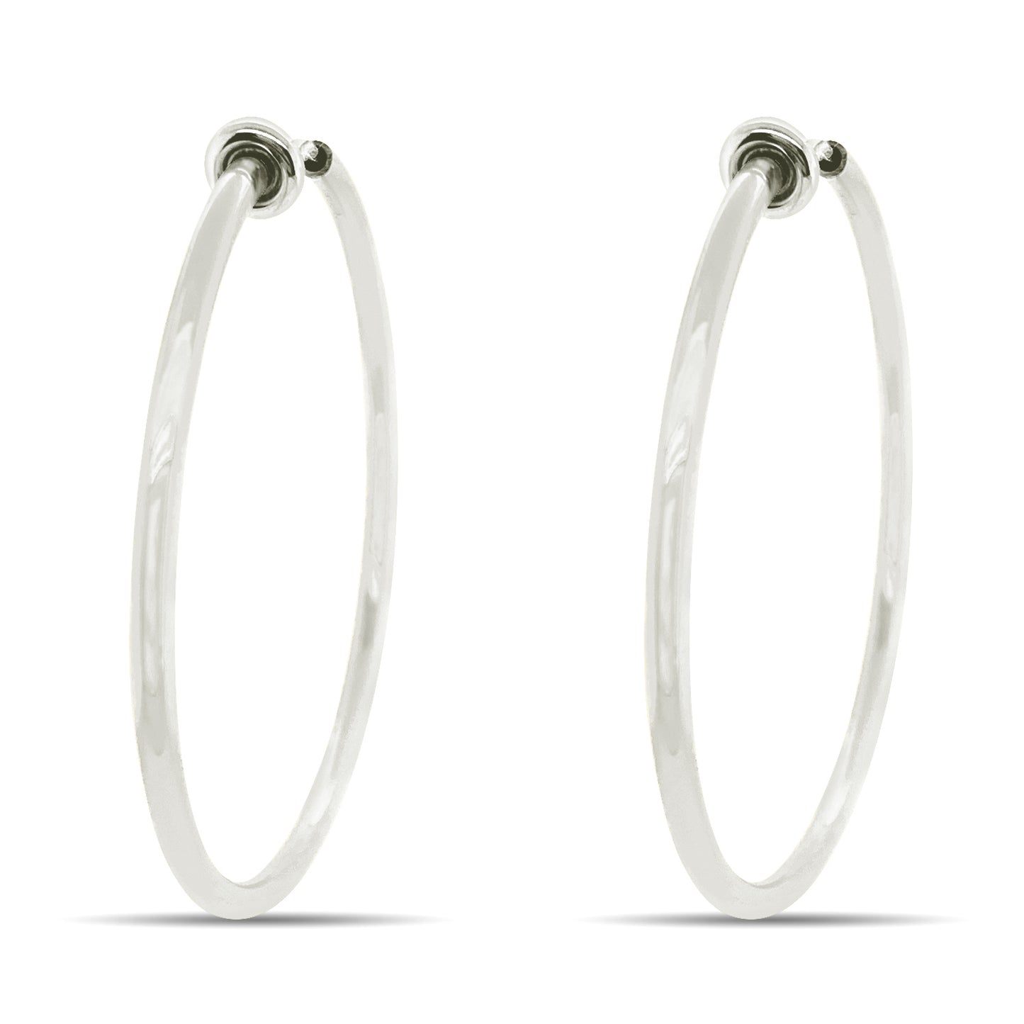 White Spring Clip On Hoop Earrings