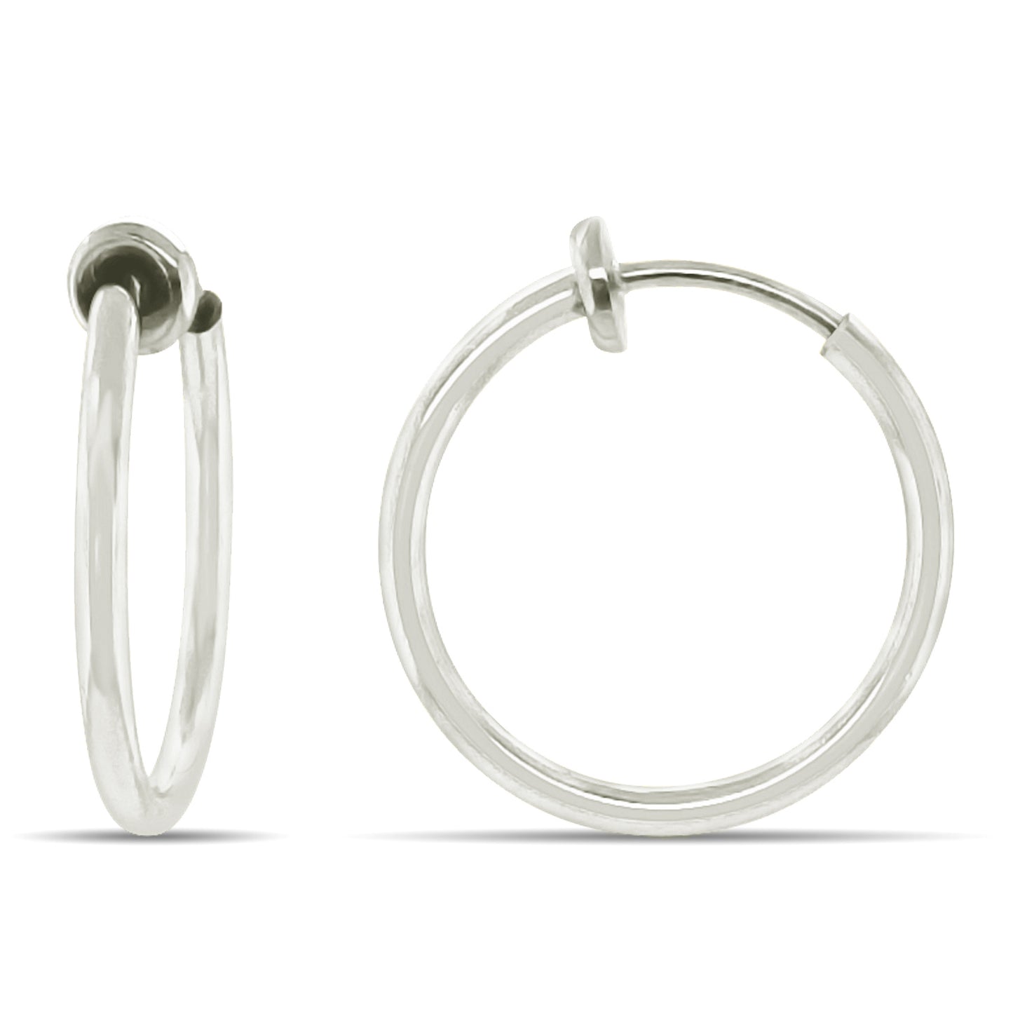 White Spring Clip On Hoop Earrings