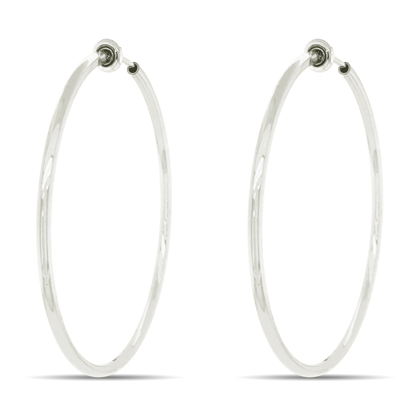 White Spring Clip On Hoop Earrings
