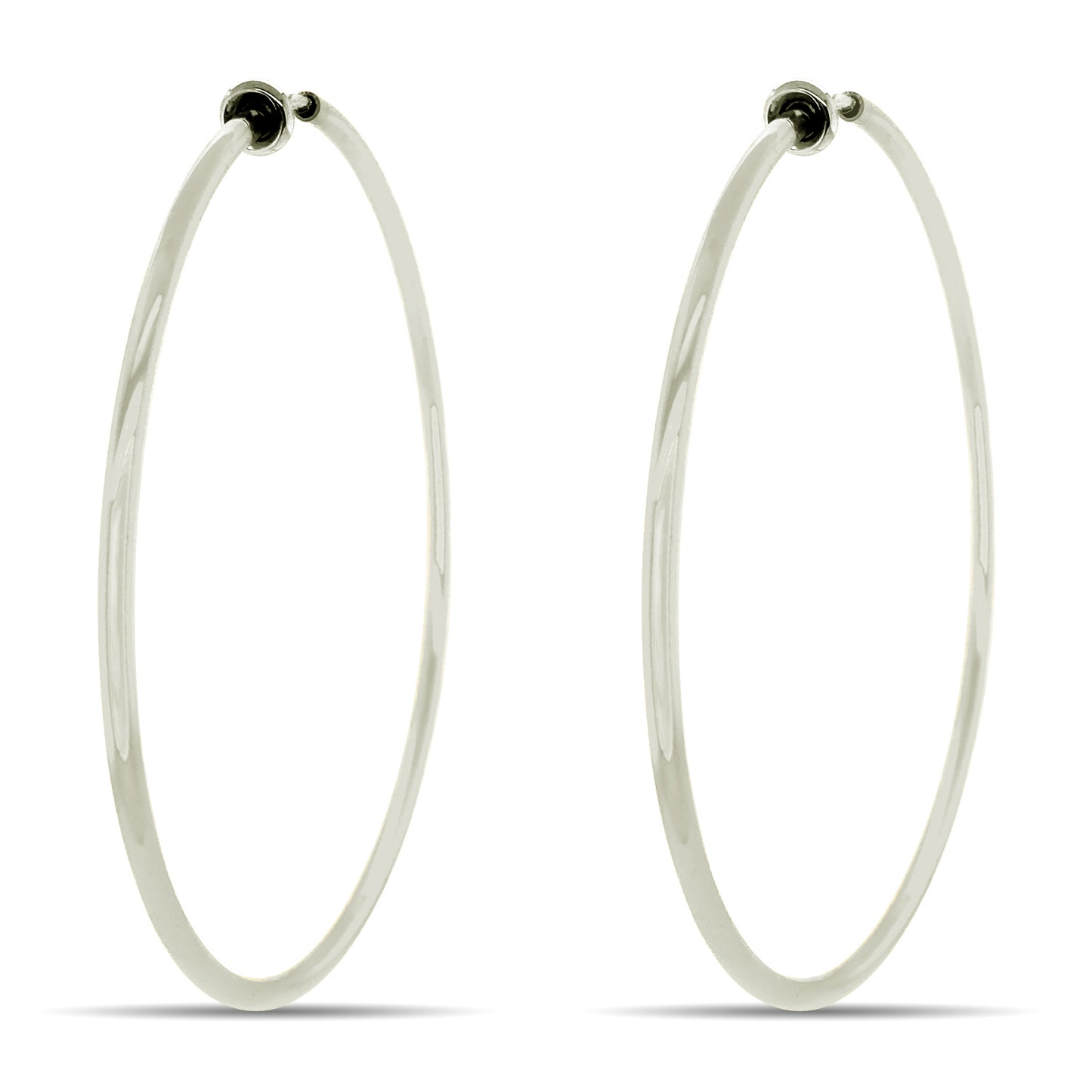 White Spring Clip On Hoop Earrings