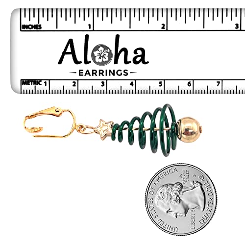 Spiral Christmas Trees Clip On Dangling Earrings