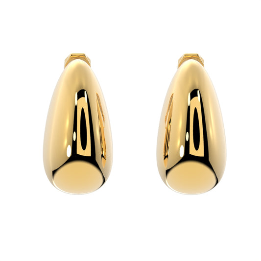Gold Teardrop Clip On Stud Earrings