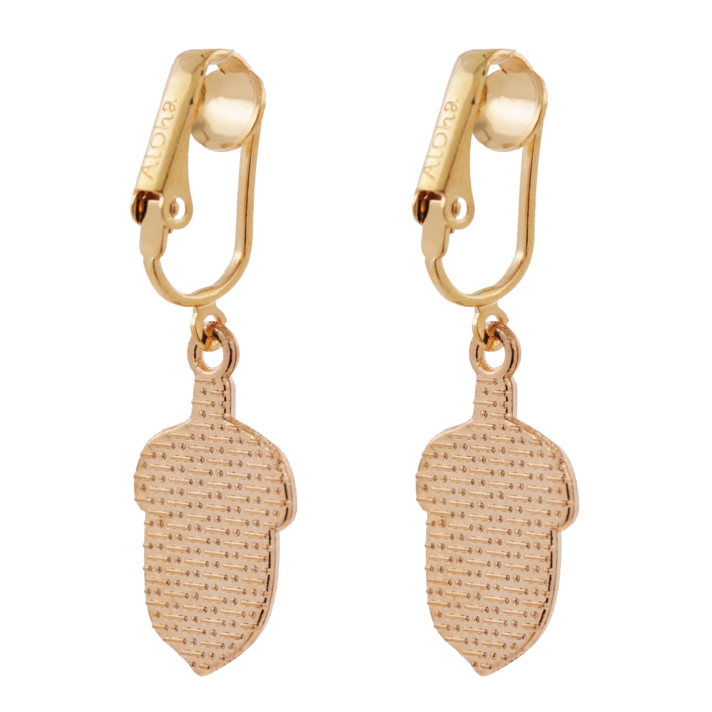 Acorns Gold Clip On Dangling Earrings