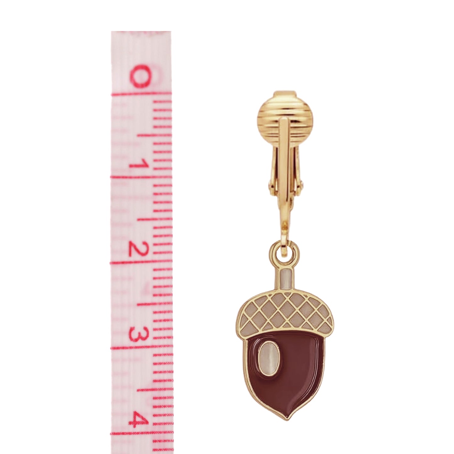 Acorns Gold Clip On Dangling Earrings