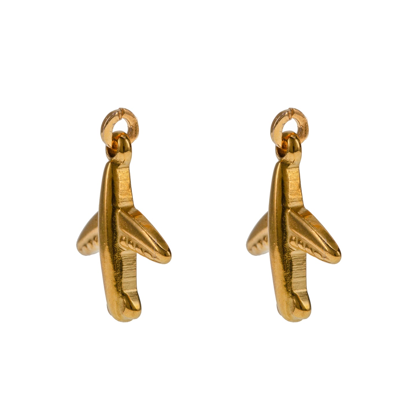 Gold Airplane Clip On Dangling Earrings