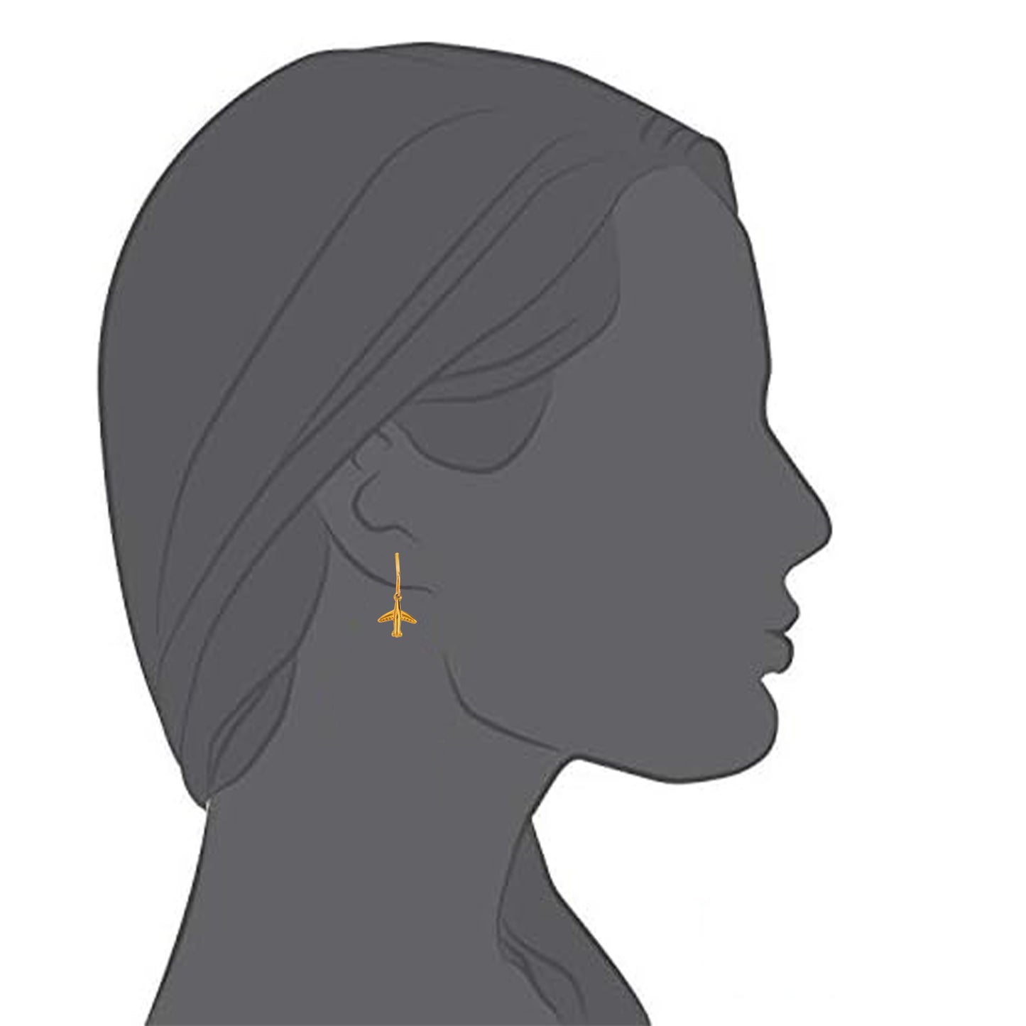 Gold Airplane Clip On Dangling Earrings