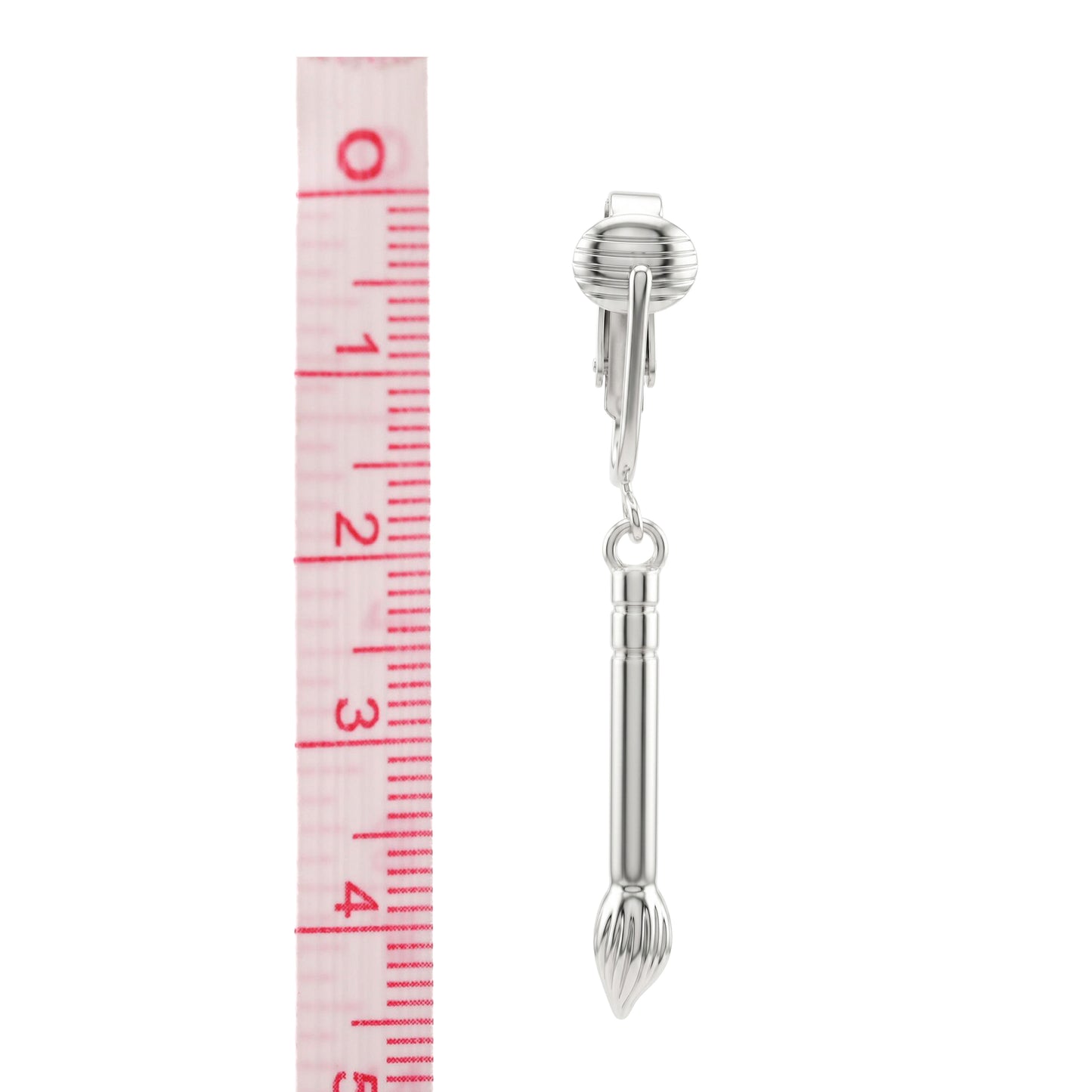 Silver Artist Brushes Clip On Dangling Earrings