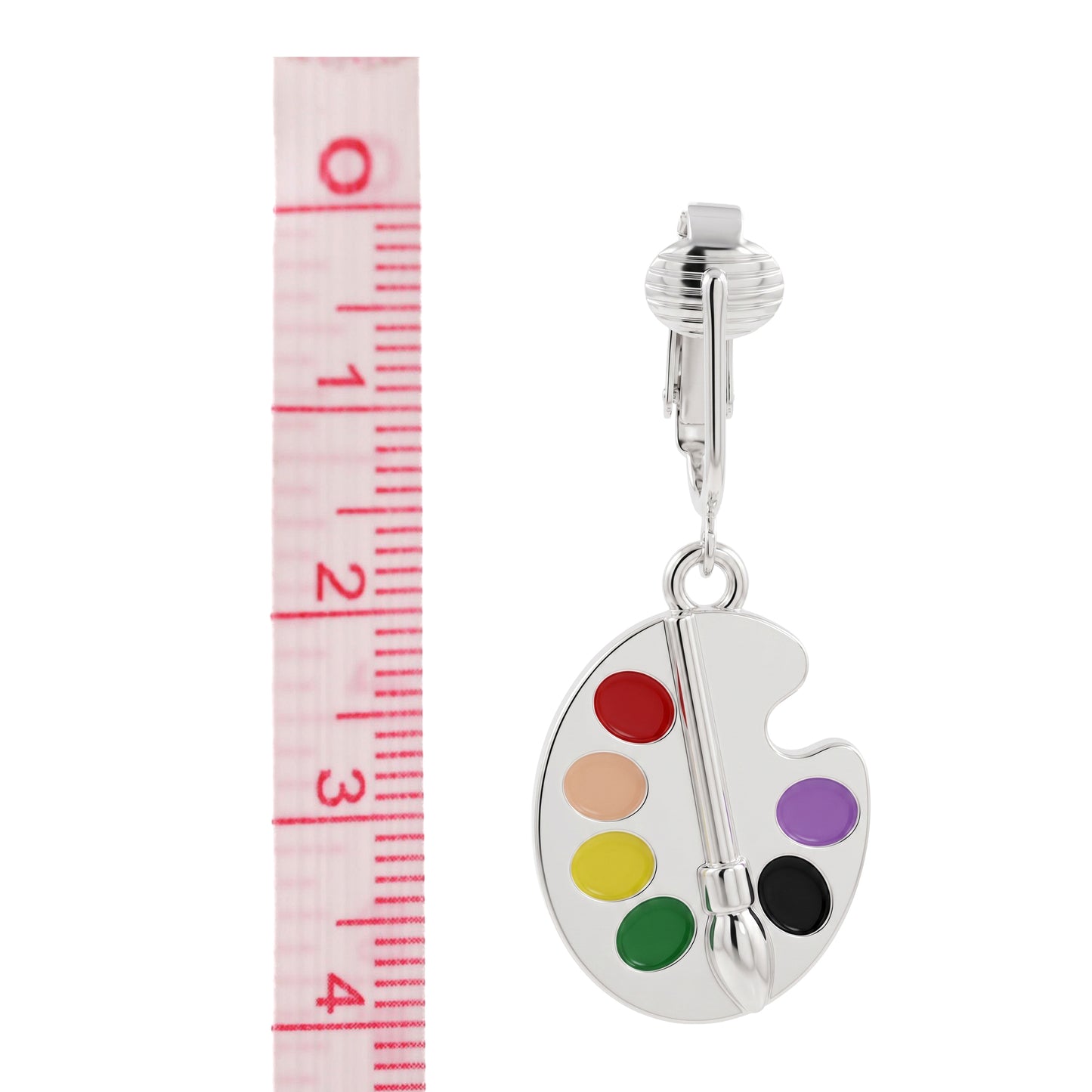 Silver Artist Palette Clip On Dangling Earrings