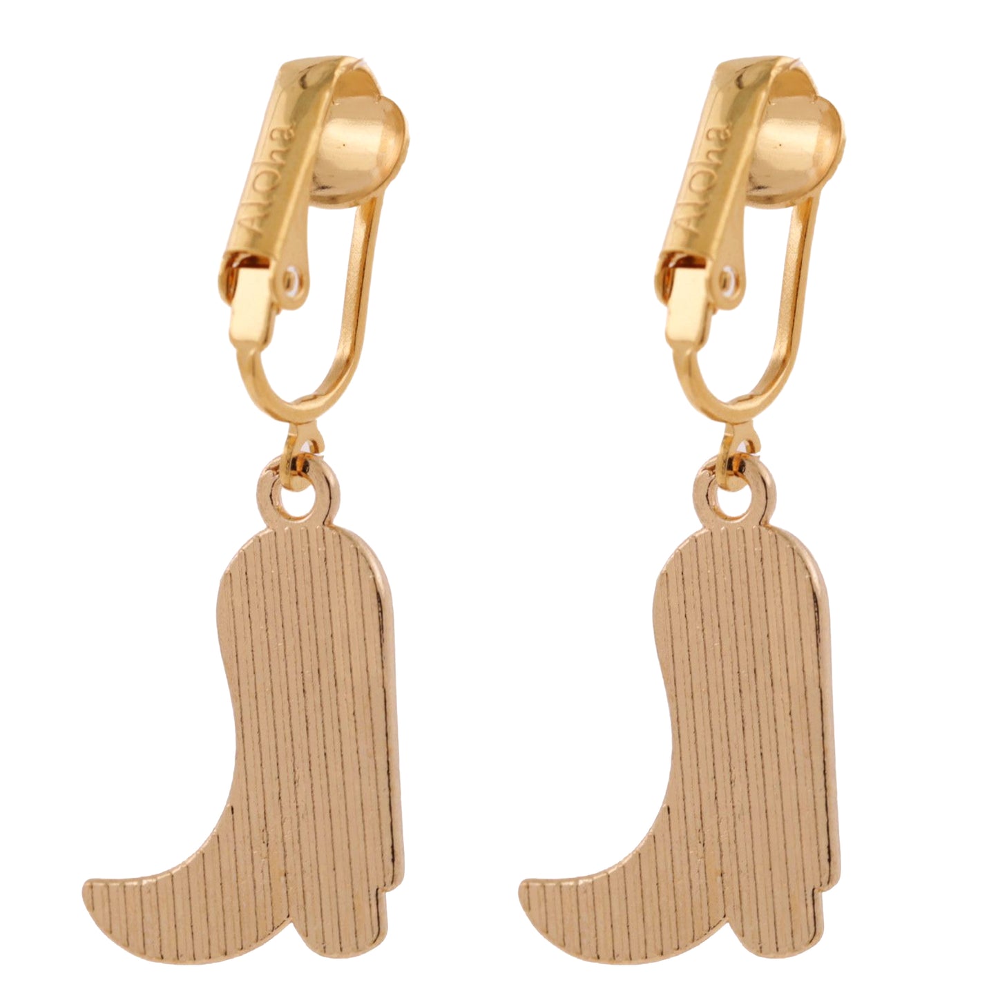 Black Cowboy Boots Gold Clip On Dangling Earrings