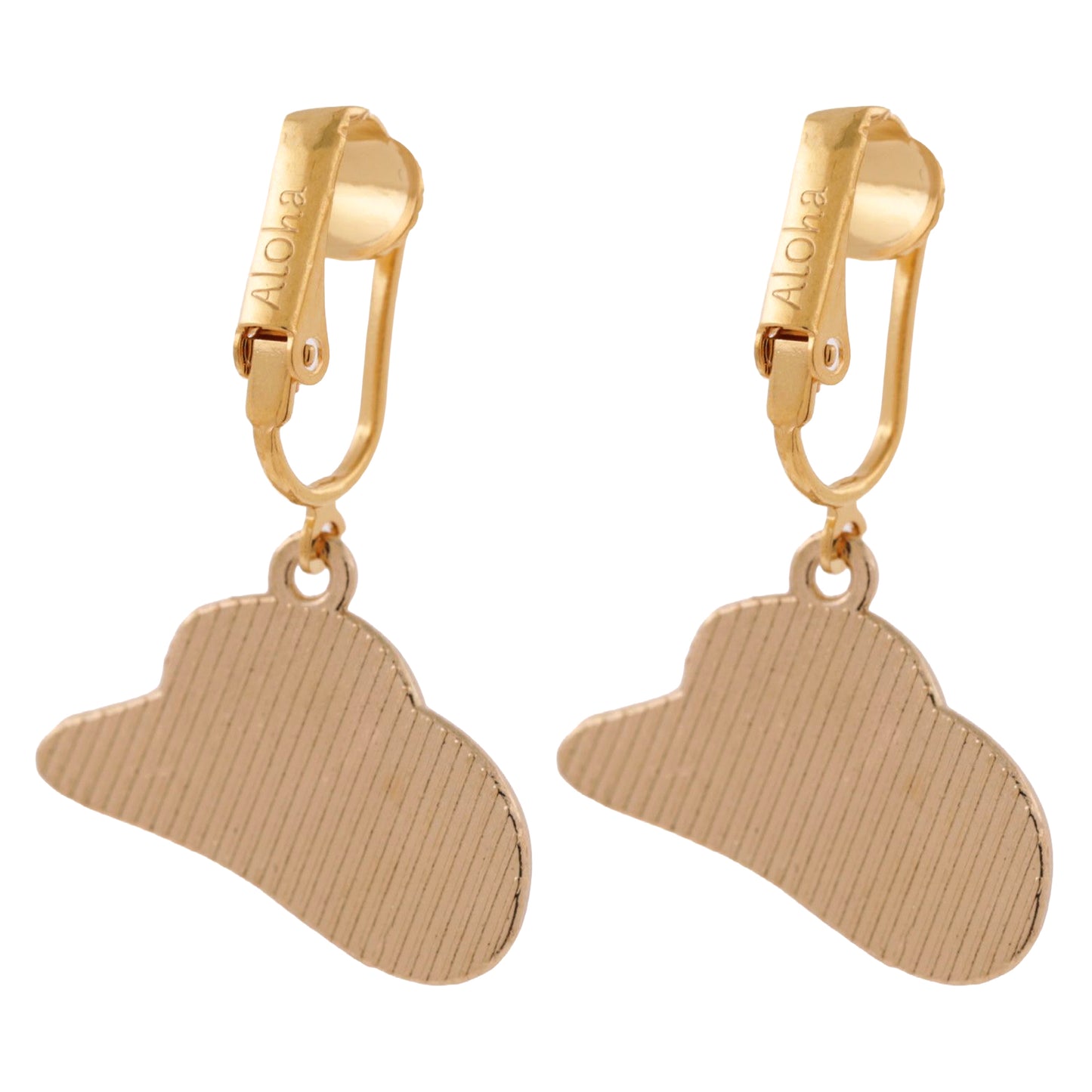 Black Cowboy Hats Gold Clip On Dangling Earrings