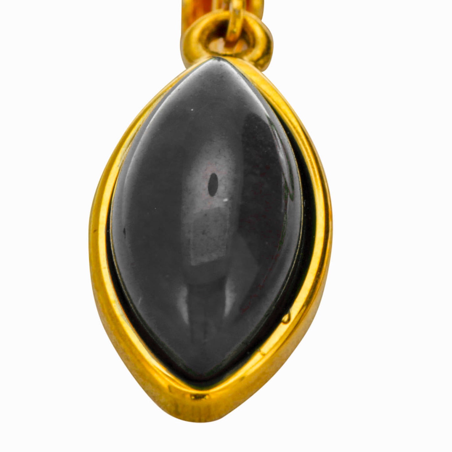 Gold Marquise Shaped Clip On Dangling Earrings