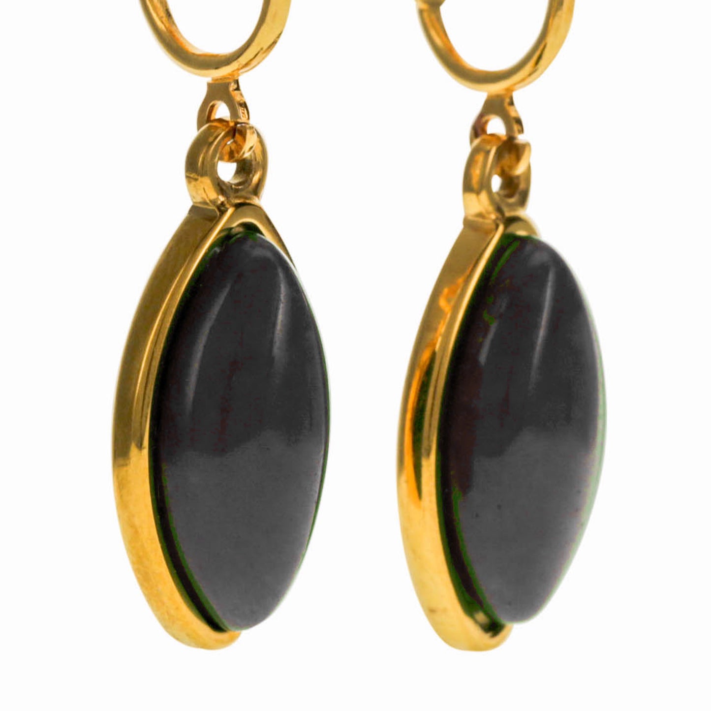 Gold Marquise Shaped Clip On Dangling Earrings