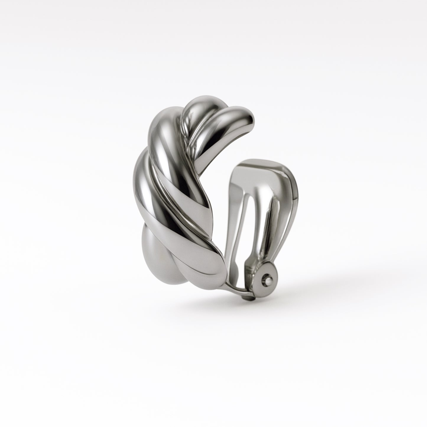 Silver Braided Clip On Stud Earrings