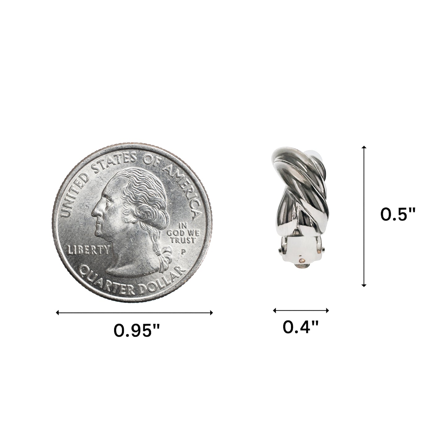 Silver Braided Clip On Stud Earrings