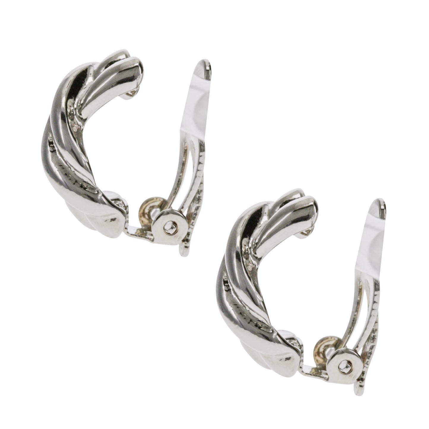 Silver Braided Clip On Stud Earrings