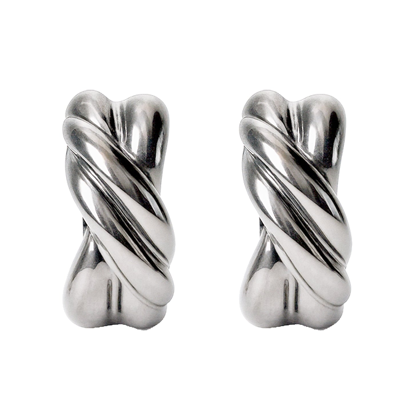Silver Braided Clip On Stud Earrings