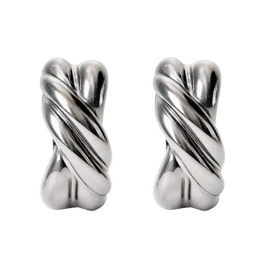 Silver Braided Clip On Stud Earrings